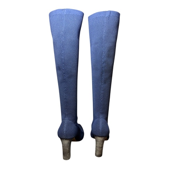 CHARLES by CHARLES DAVIS Navy Stretch Knit Heeled Boots - Picture 5 of 7